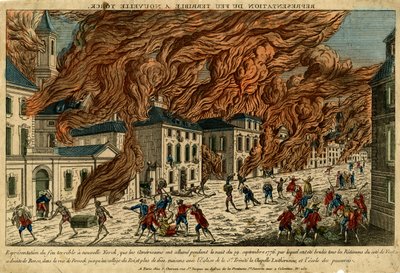 Représentation du feu terrible à Nouvelle Yorck, 19 septembre 1776 - Jacques the Younger Chereau